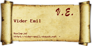 Vider Emil névjegykártya